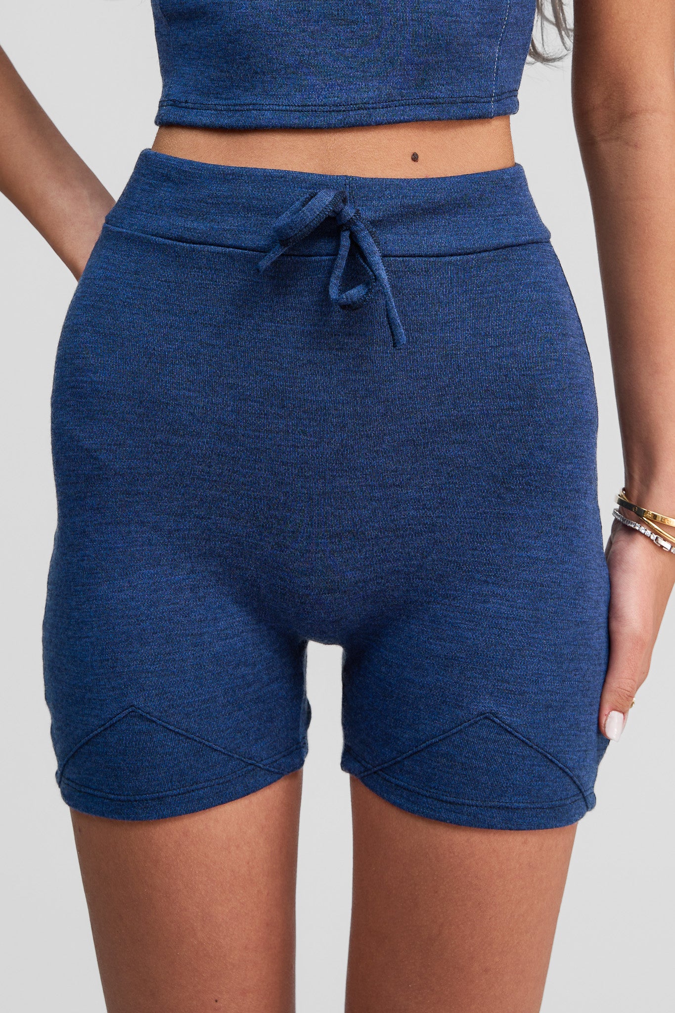 lapis blue merino wool shorts