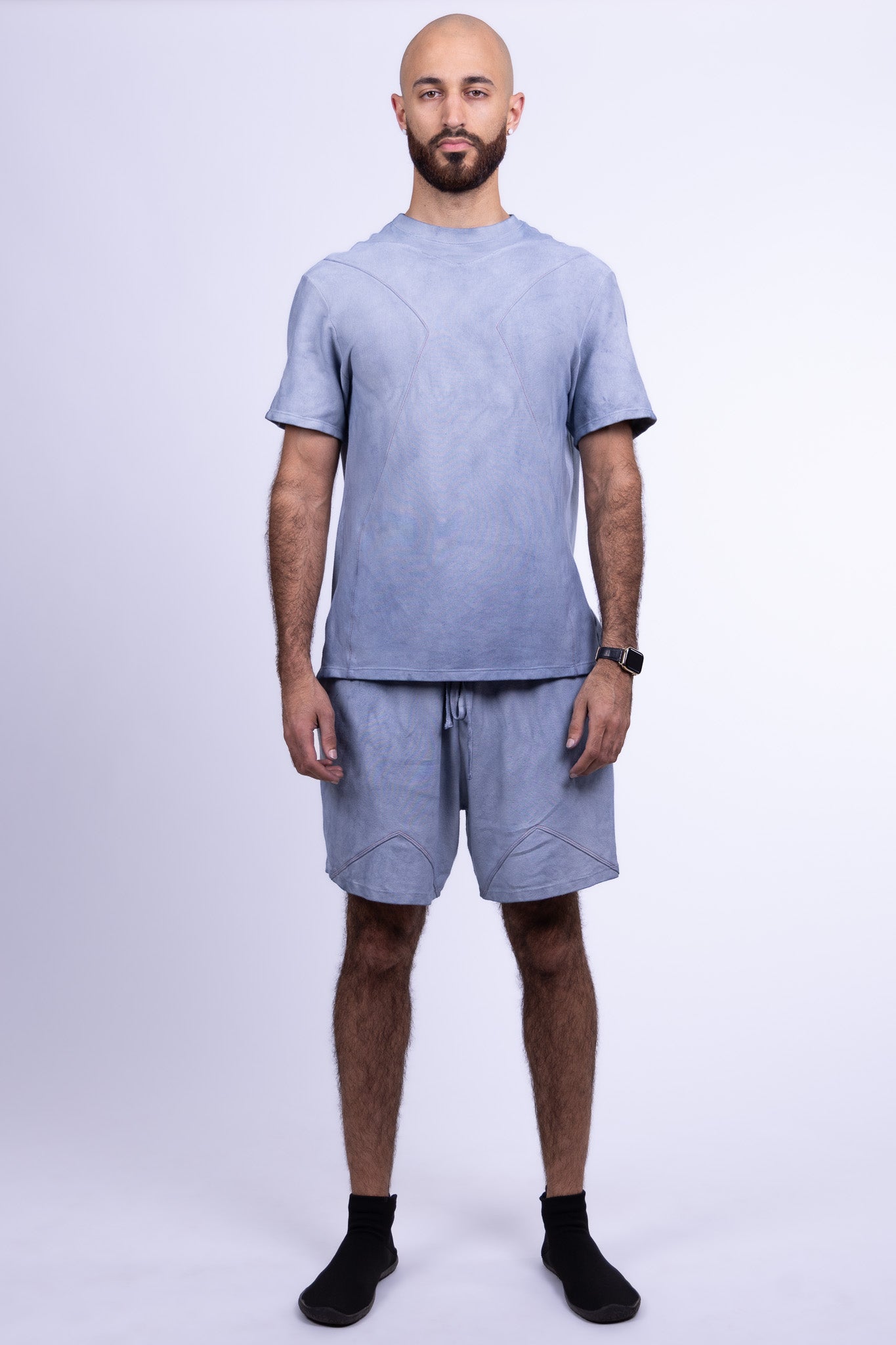 indigo blue organic cotton shorts