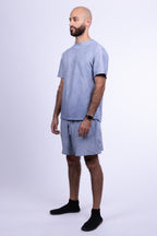 indigo blue organic cotton shorts