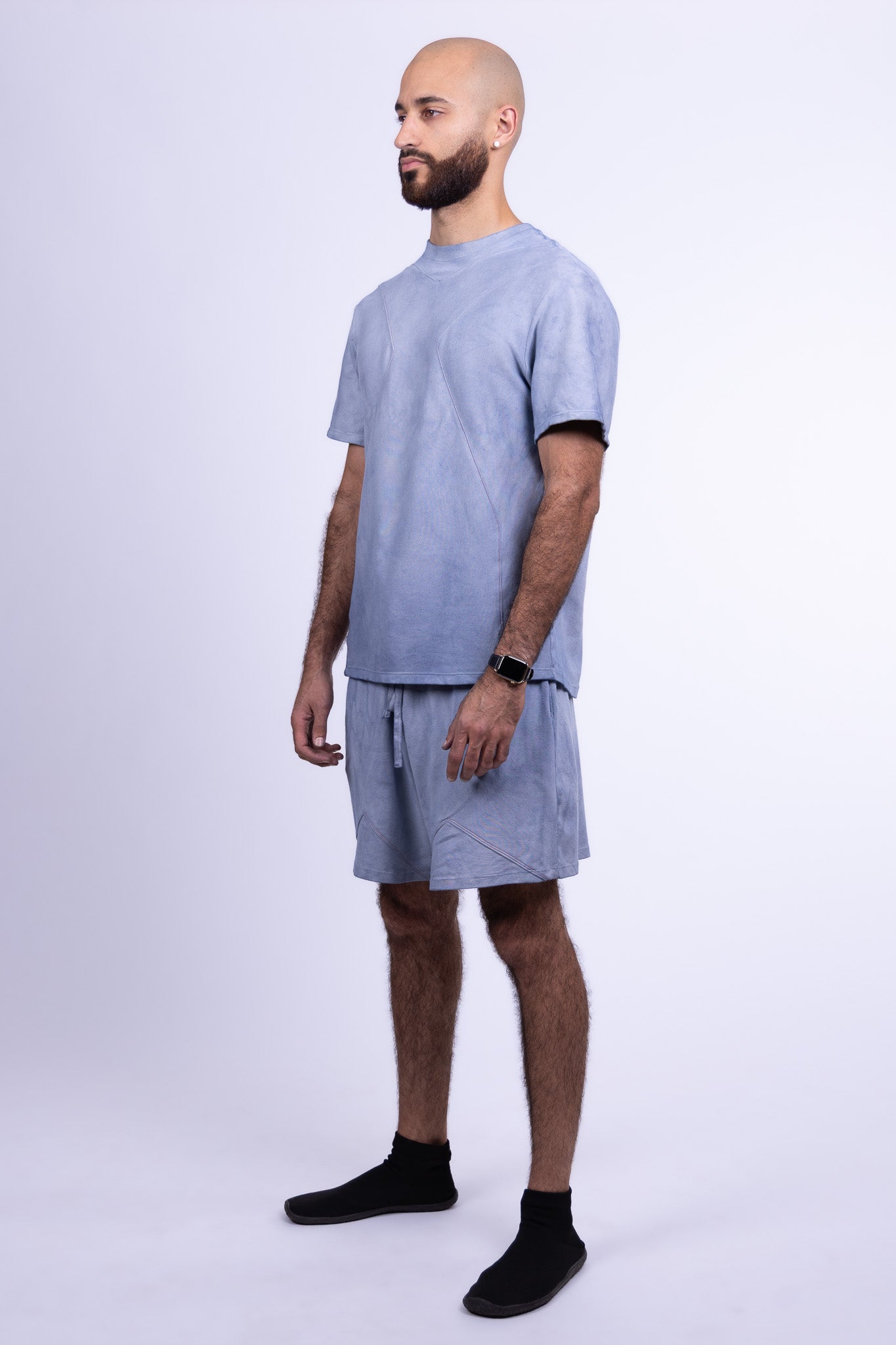 indigo blue organic cotton shorts