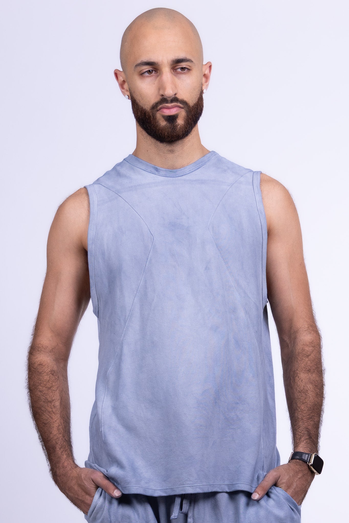 indigo blue organic cotton tank top
