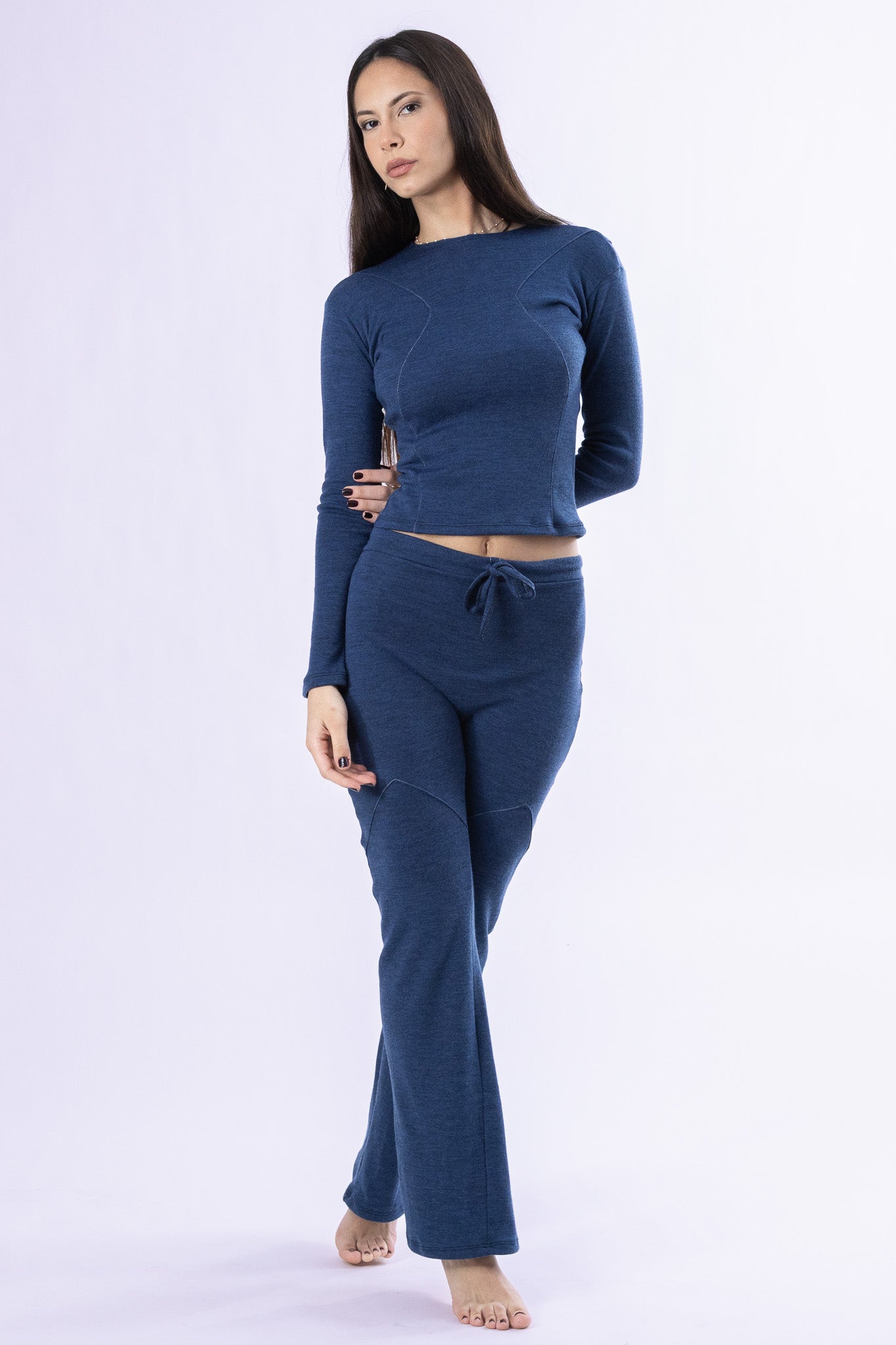 lapis blue merino wool pants