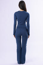 lapis blue merino wool pants