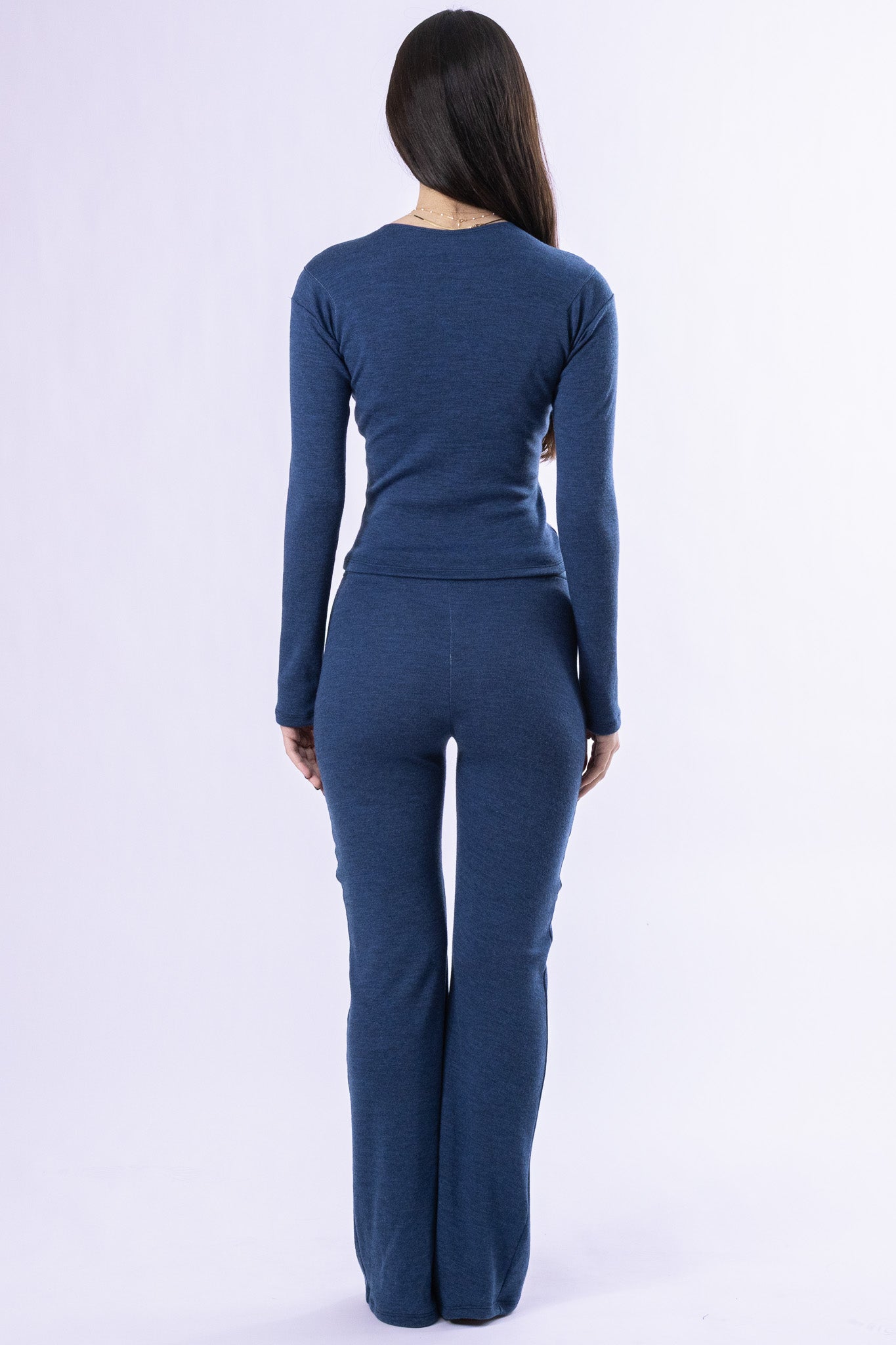 lapis blue merino wool pants
