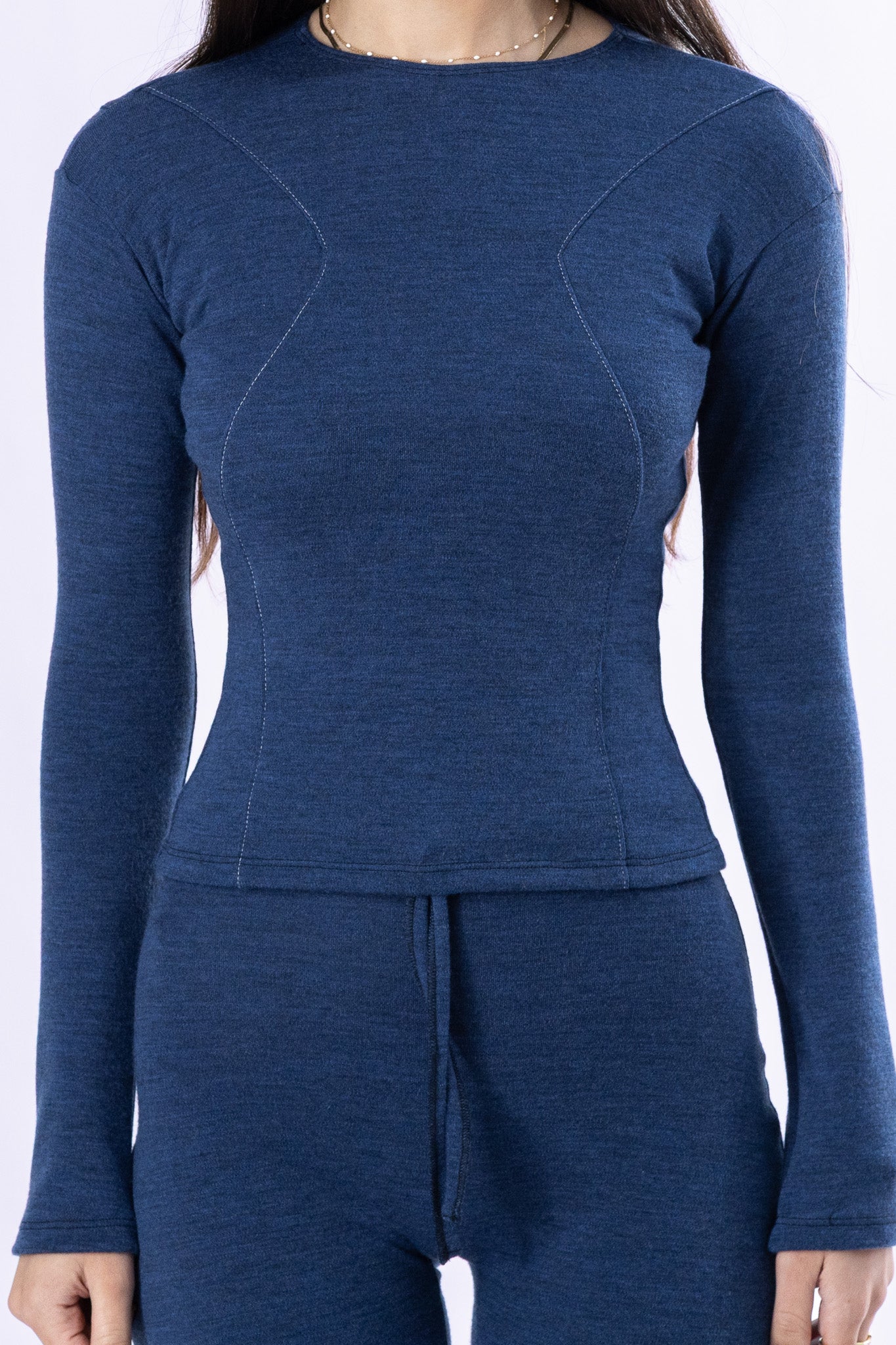 lapis blue merino wool pants