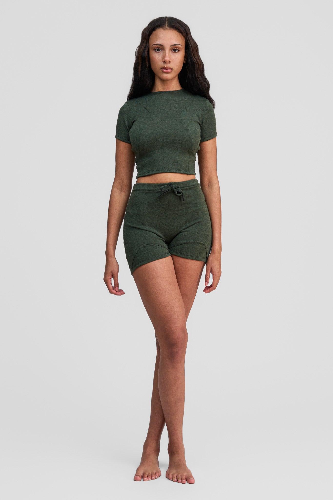 jade merino wool shorts