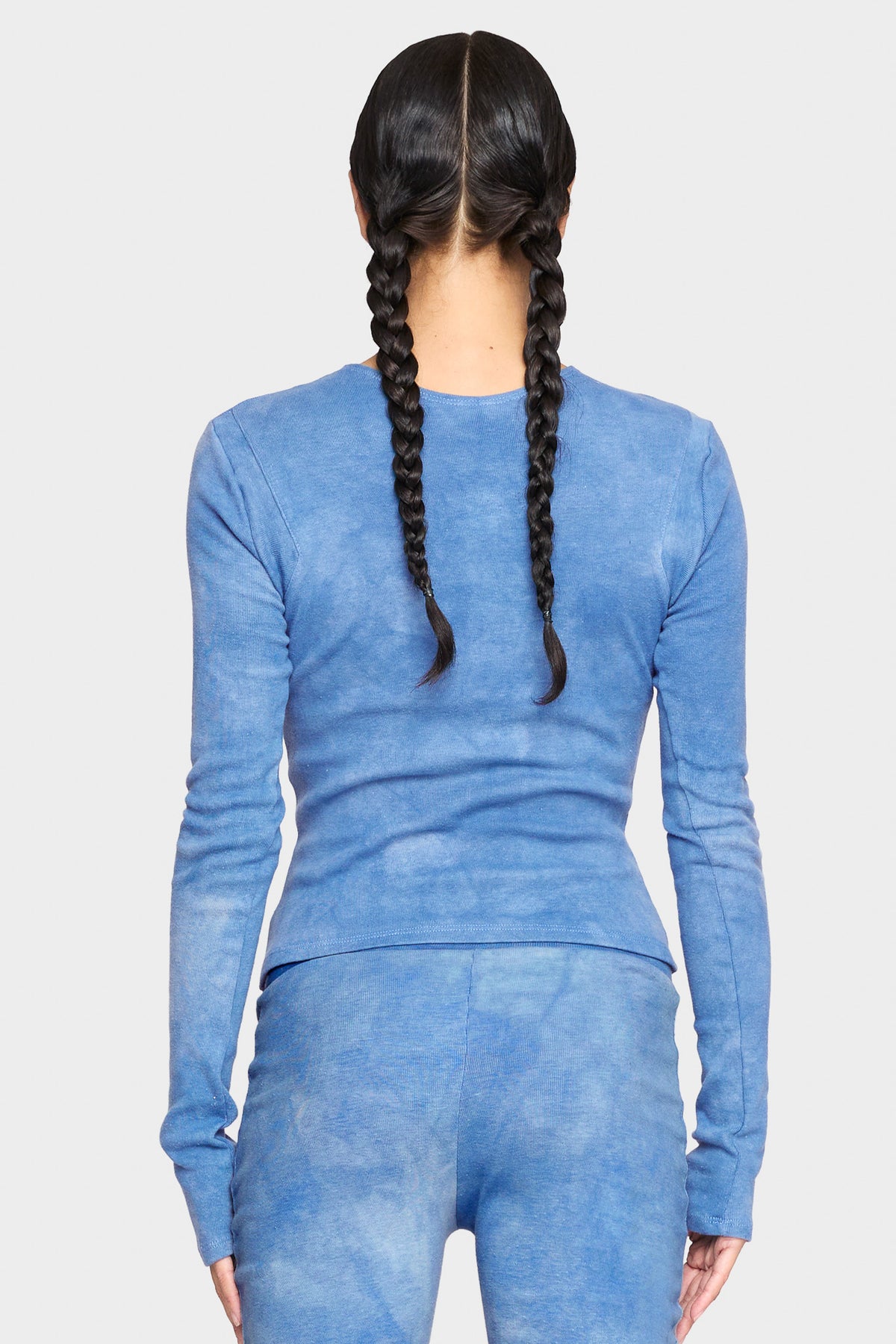 indigo blue organic cotton long sleeve shirt