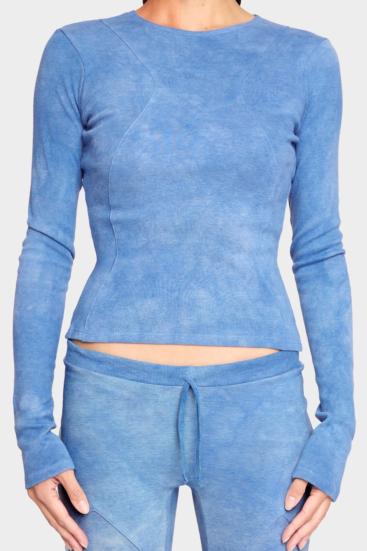 indigo blue organic cotton long sleeve shirt