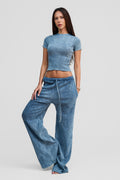 indigo blue organic cotton loose pants