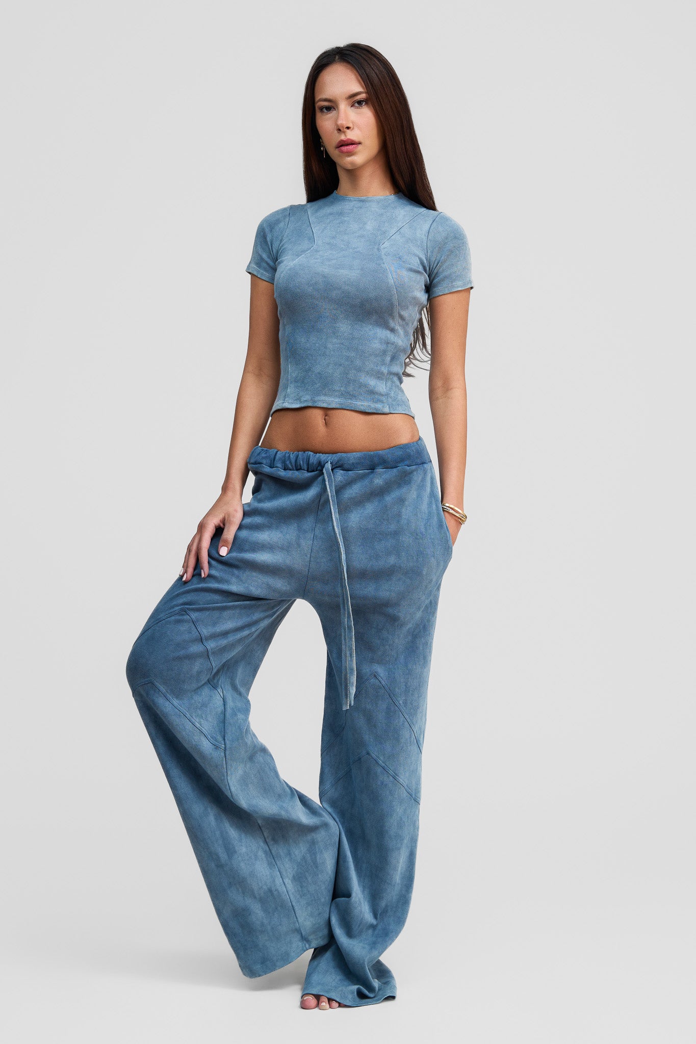 indigo blue organic cotton loose pants