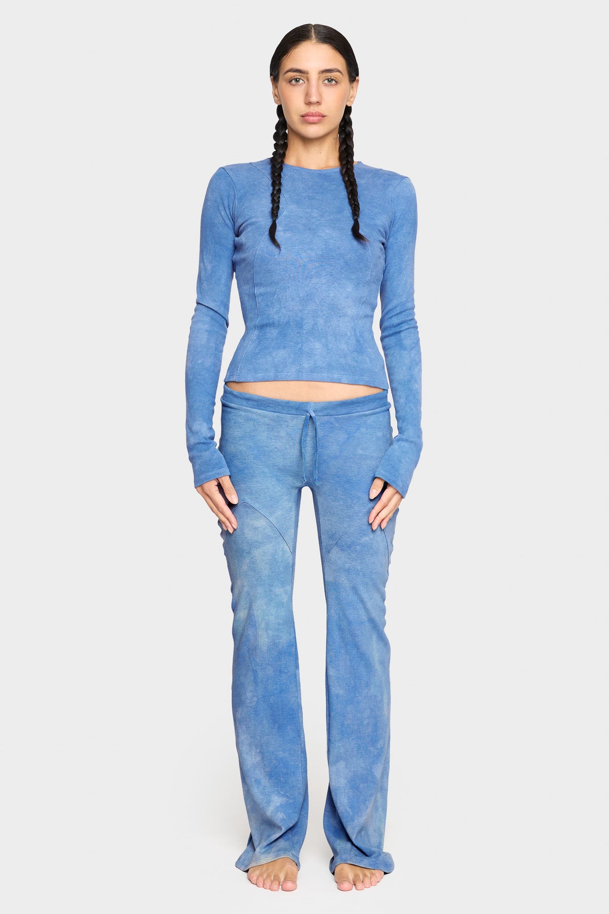 indigo blue organic cotton low rise pants