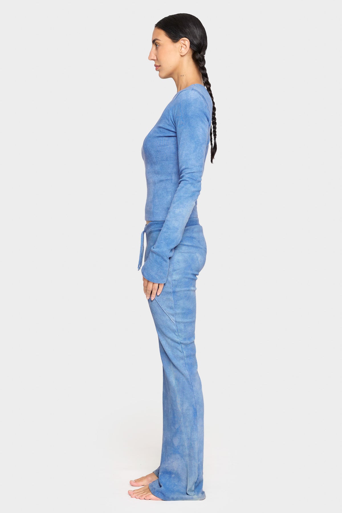 indigo blue organic cotton low rise pants