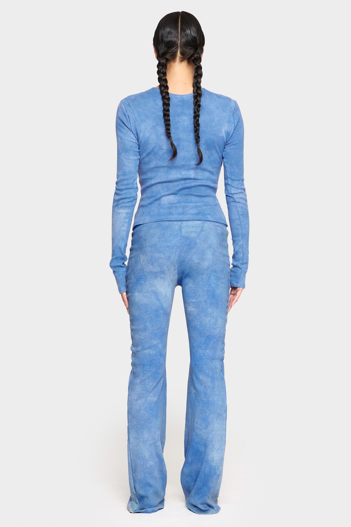 indigo blue organic cotton low rise pants