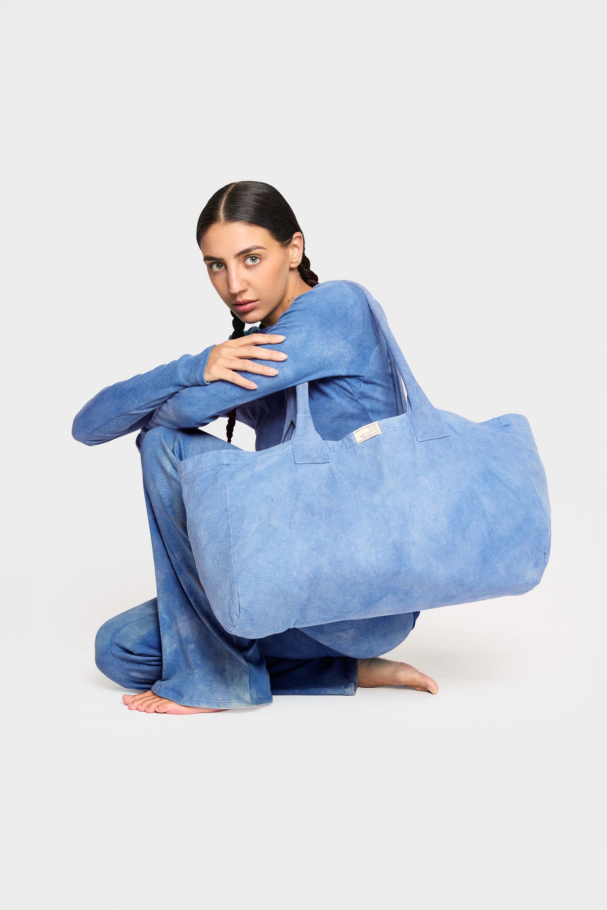 indigo blue organic cotton tote bag