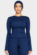 lapis blue merino wool long sleeve shirt
