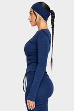 lapis blue merino wool long sleeve shirt