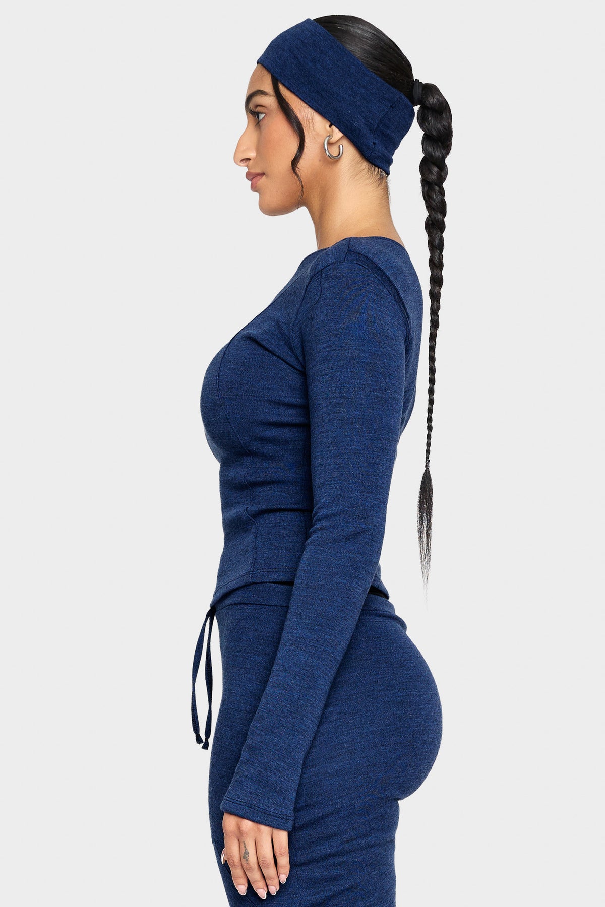 lapis blue merino wool long sleeve shirt