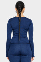lapis blue merino wool long sleeve shirt