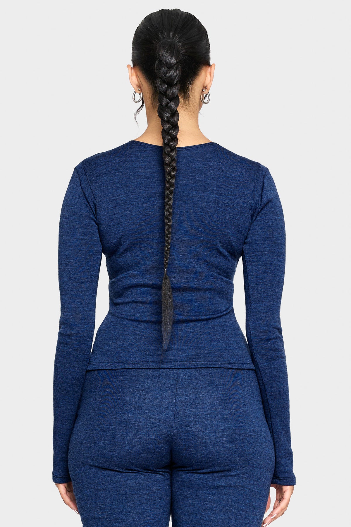 lapis blue merino wool long sleeve shirt