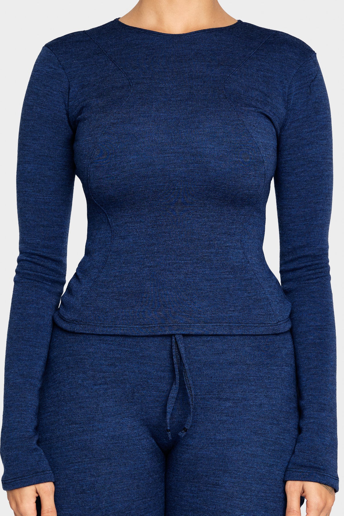 lapis blue merino wool long sleeve shirt