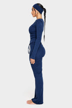 lapis blue merino wool pants