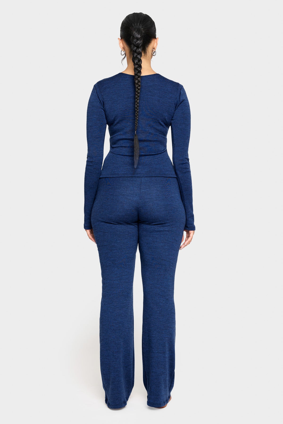 lapis blue merino wool pants