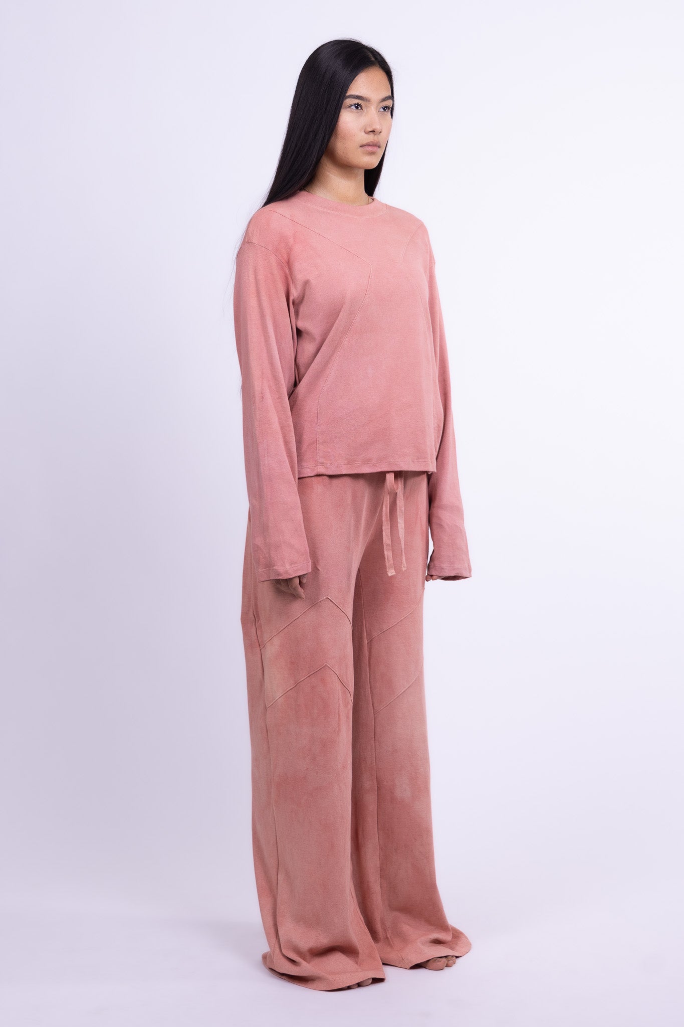 rose quartz organic cotton loose long sleeve shirt