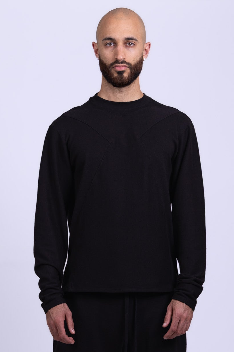 black organic cotton long sleeve shirt