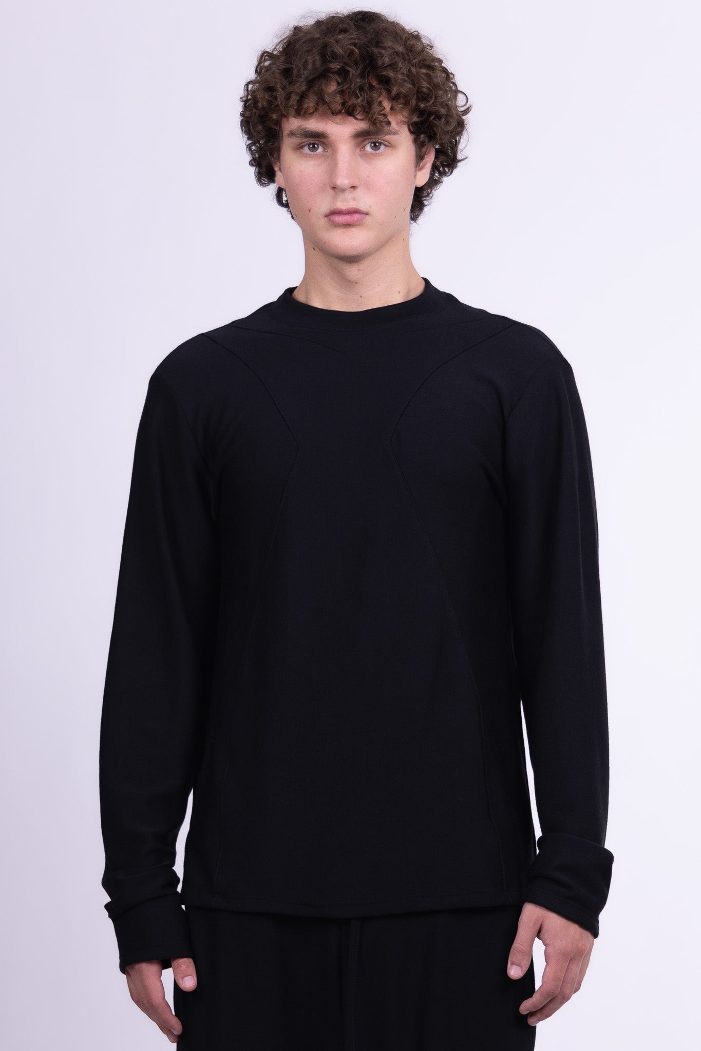 black merino wool long sleeve shirt