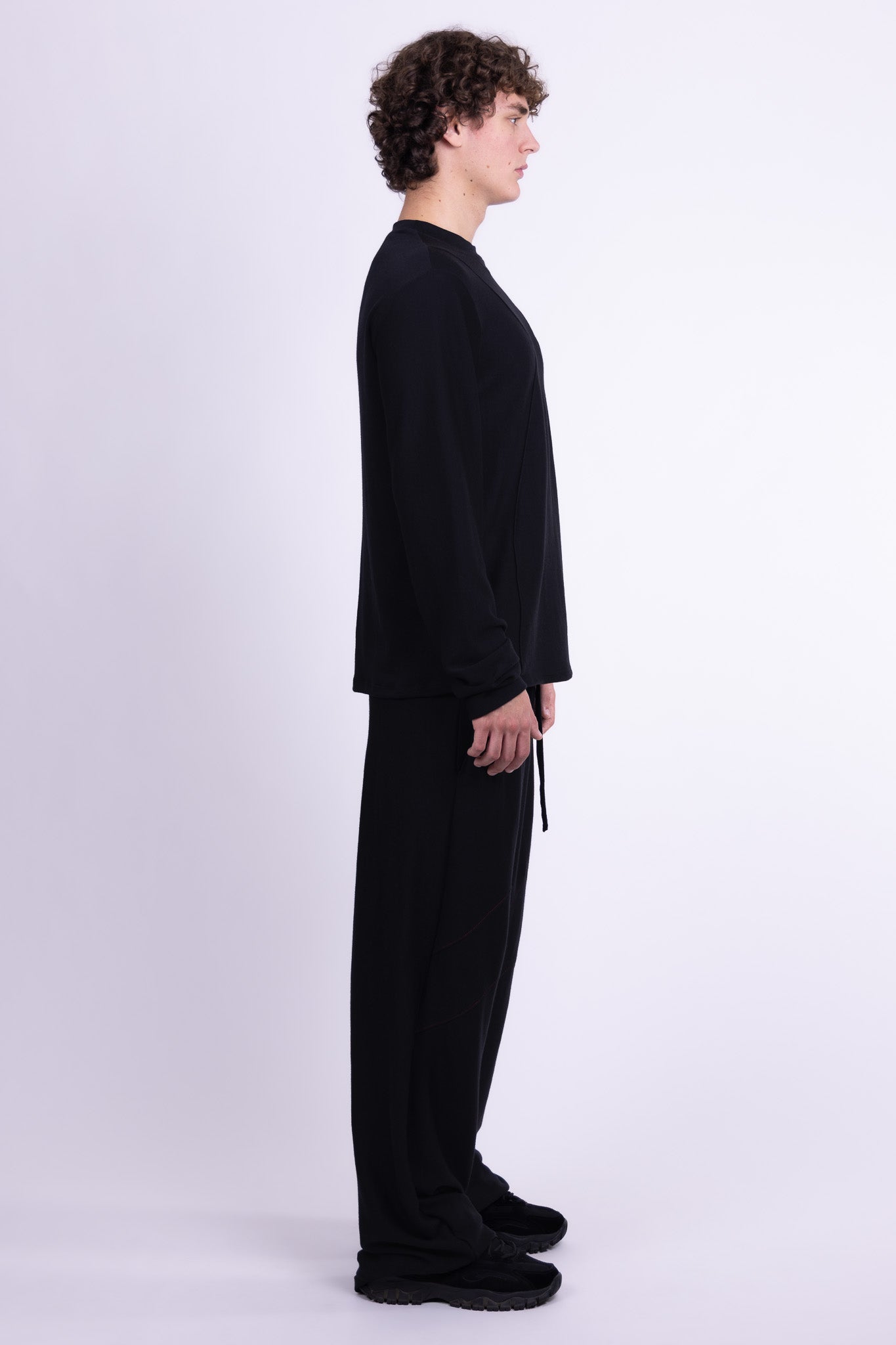 black merino wool long sleeve shirt