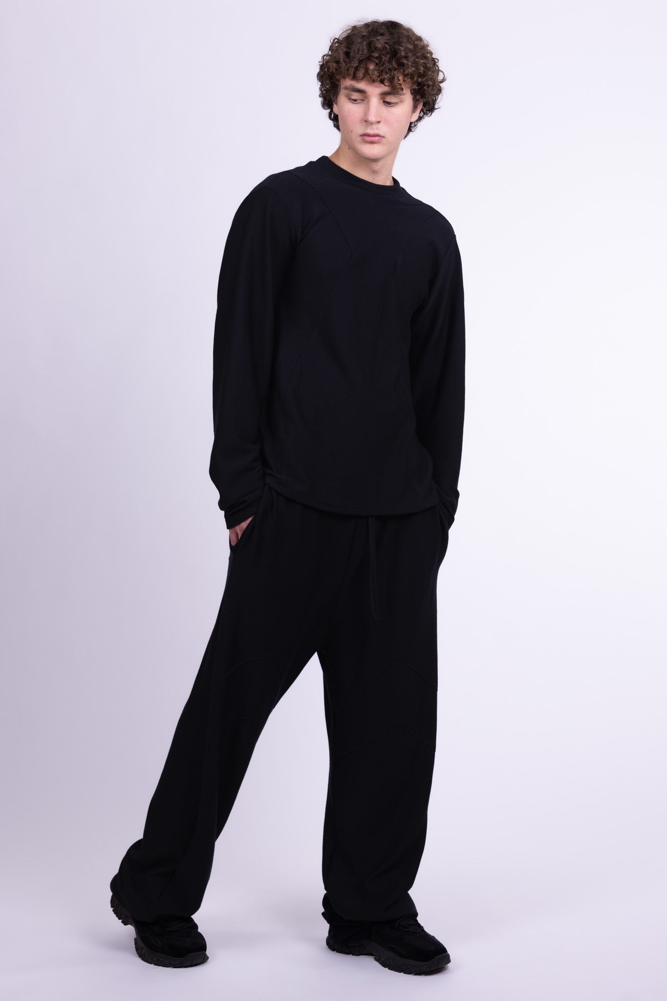 black merino wool long sleeve shirt