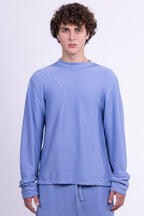 divine blue merino wool long sleeve shirt