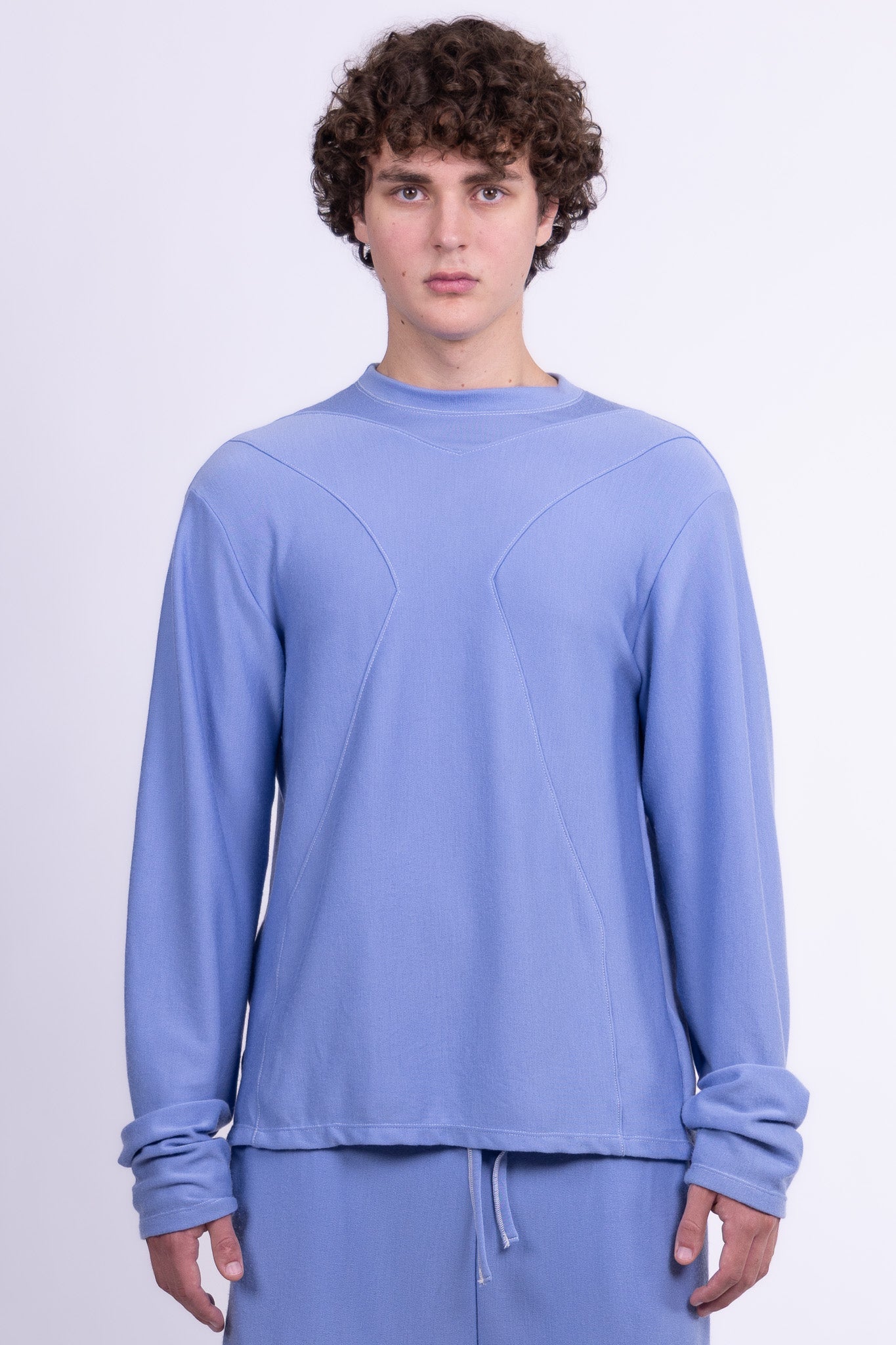 divine blue merino wool long sleeve shirt