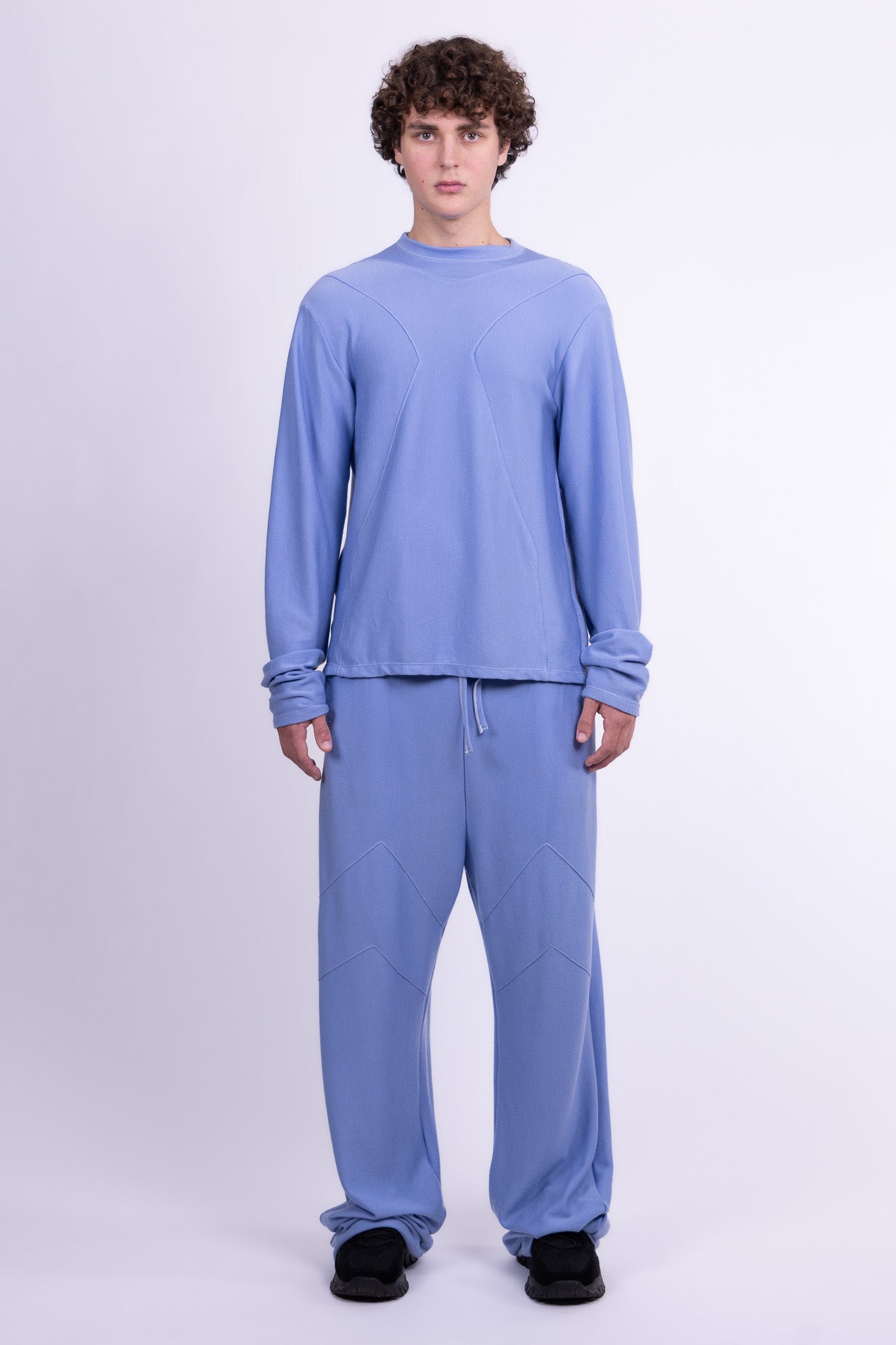 divine blue merino wool pants
