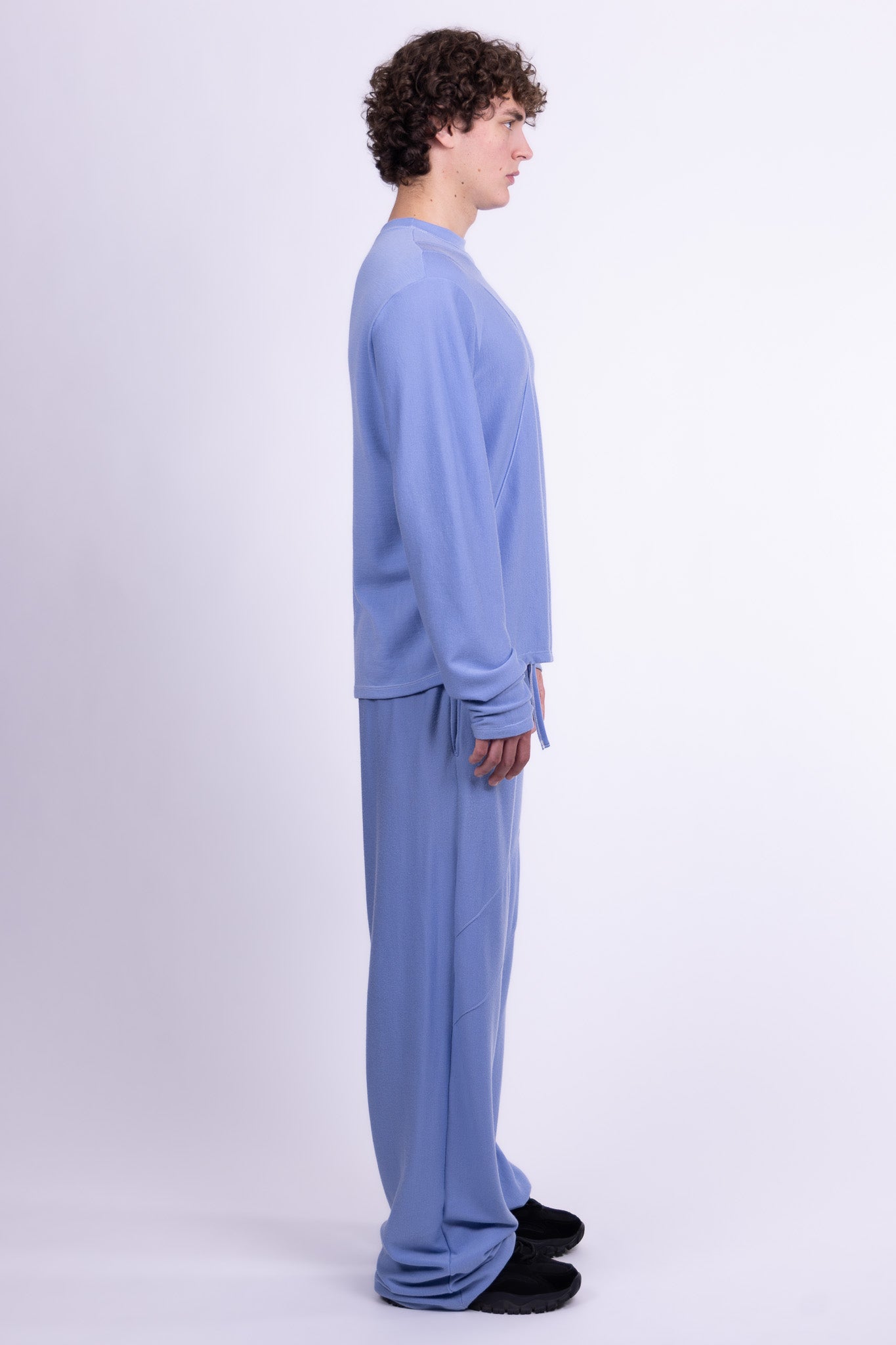 divine blue merino wool pants