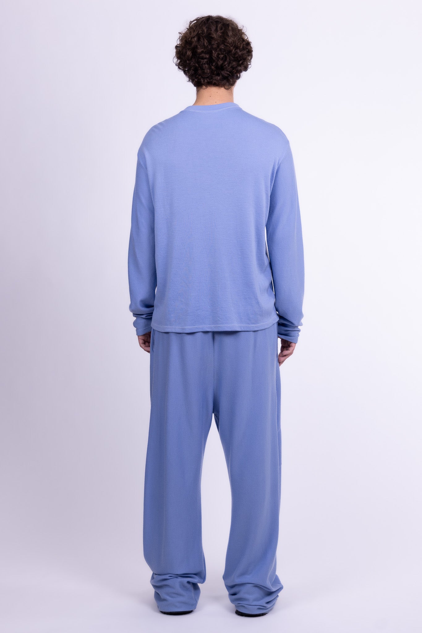 divine blue merino wool pants