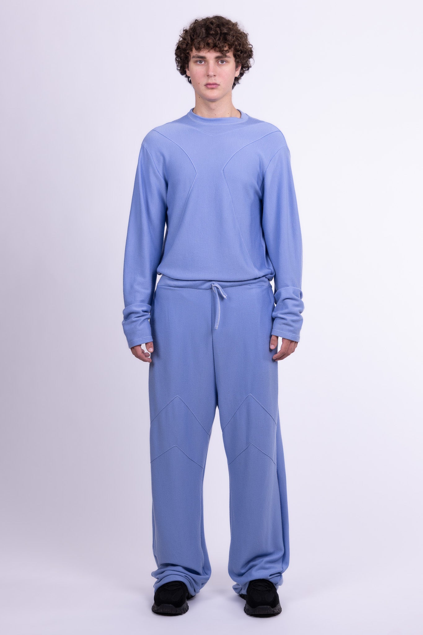 divine blue merino wool pants