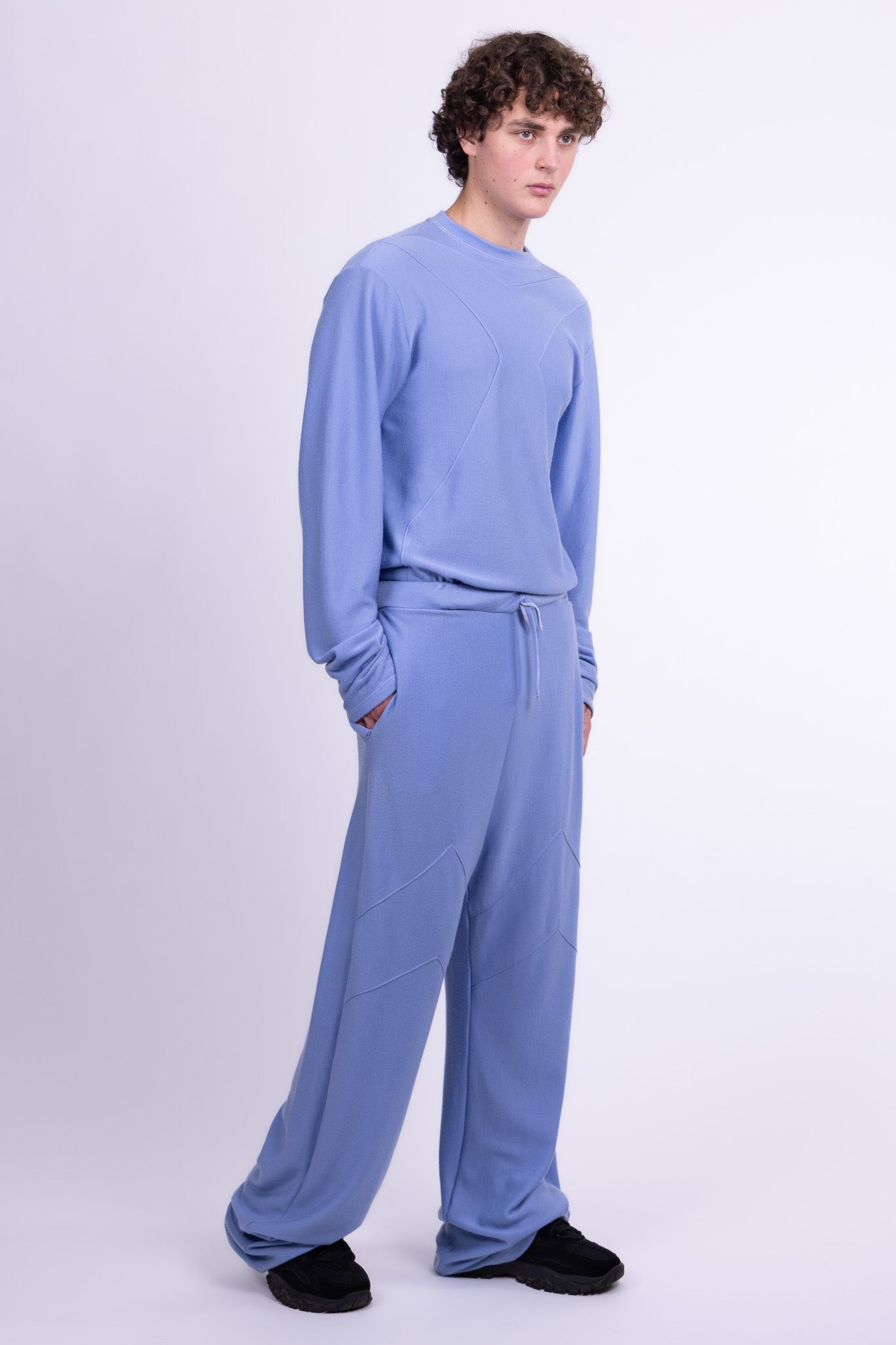 divine blue merino wool long sleeve shirt
