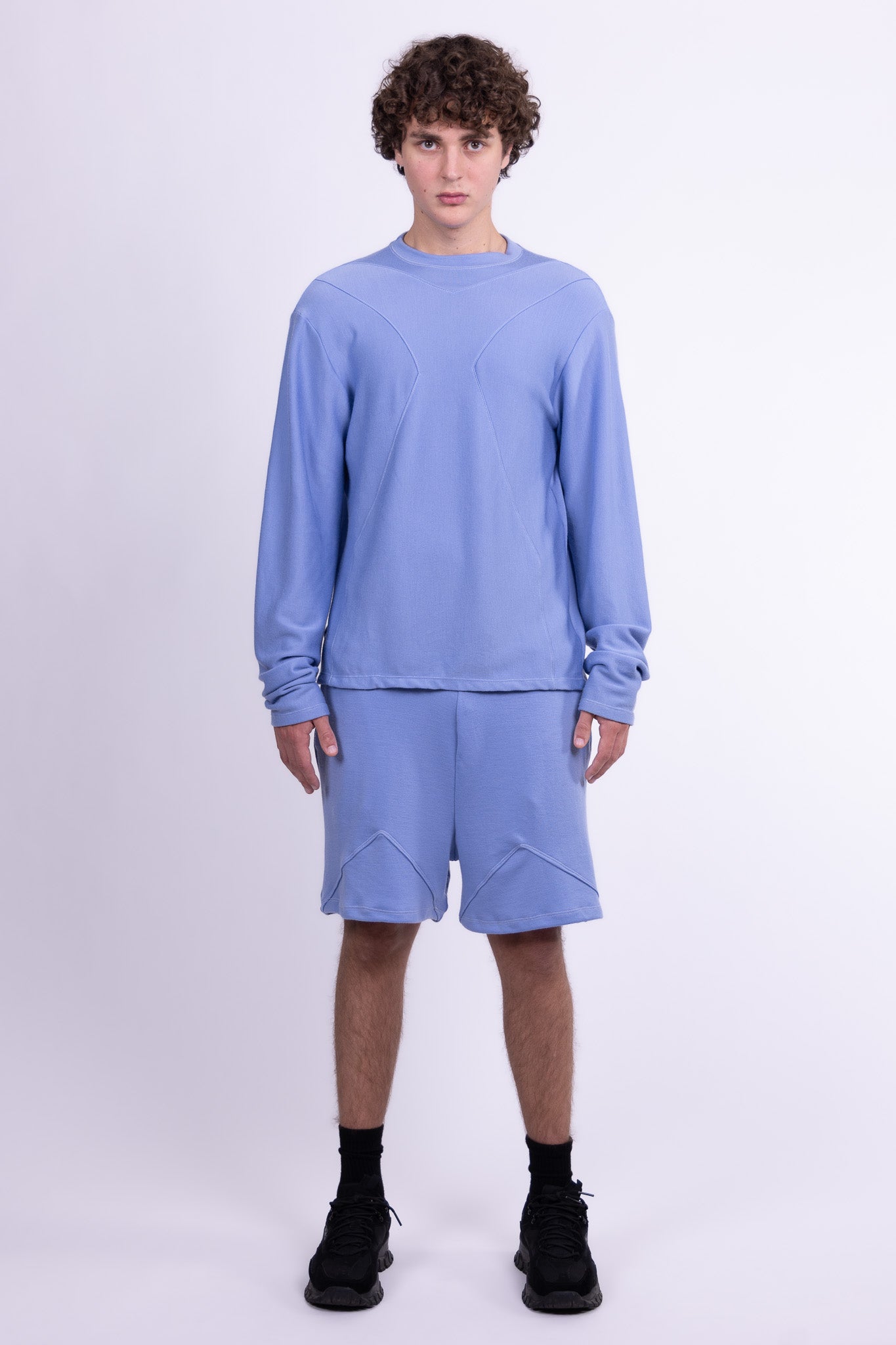 divine blue merino wool shorts