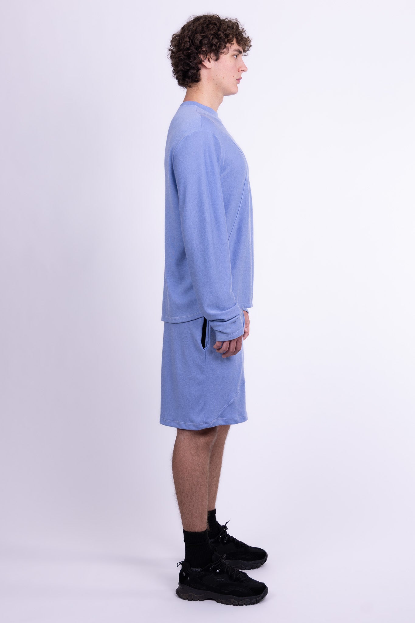 divine blue merino wool shorts
