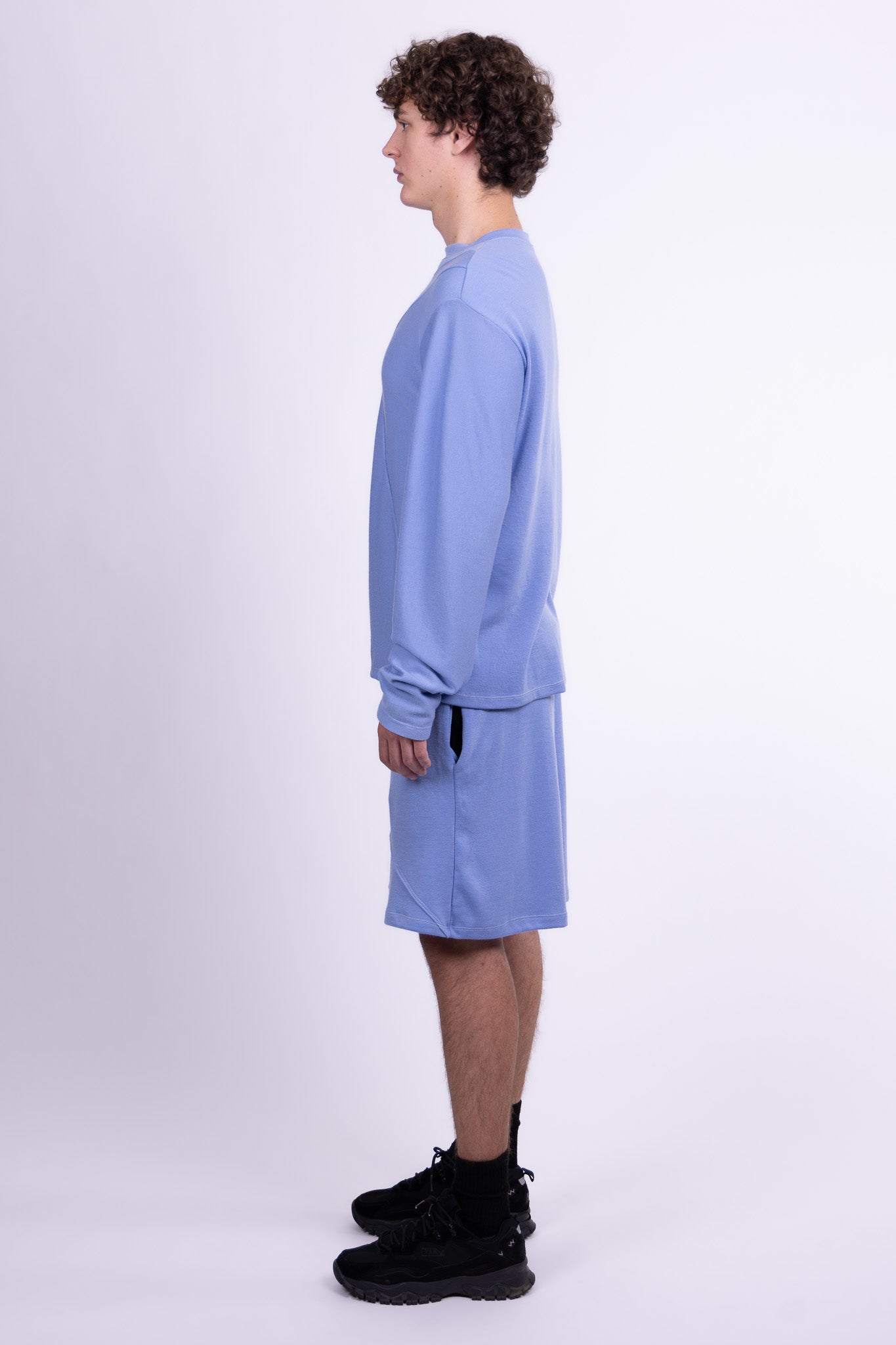 divine blue merino wool shorts