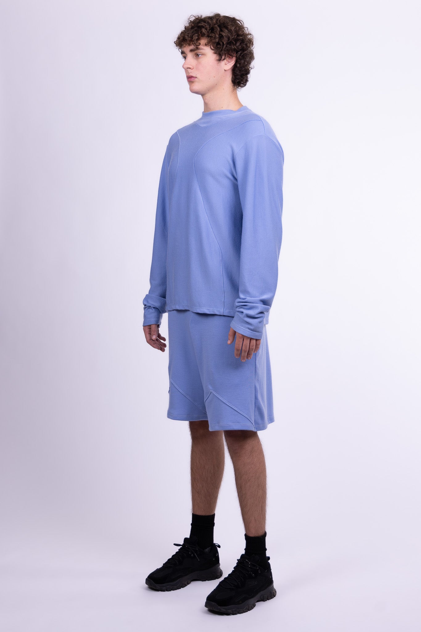 divine blue merino wool shorts