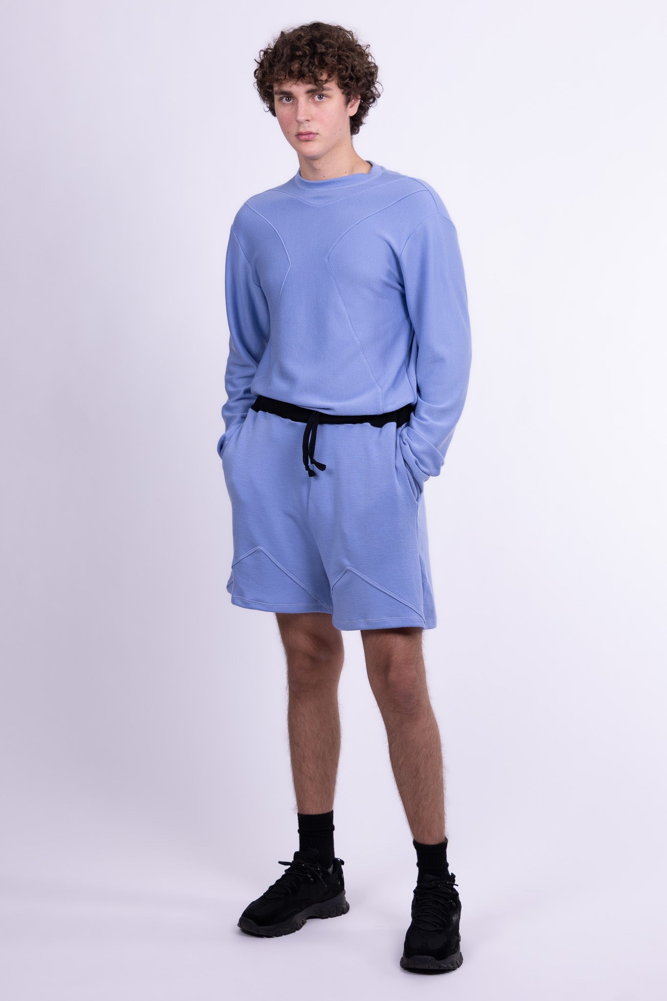 divine blue merino wool shorts