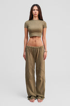 olive organic cotton loose pants