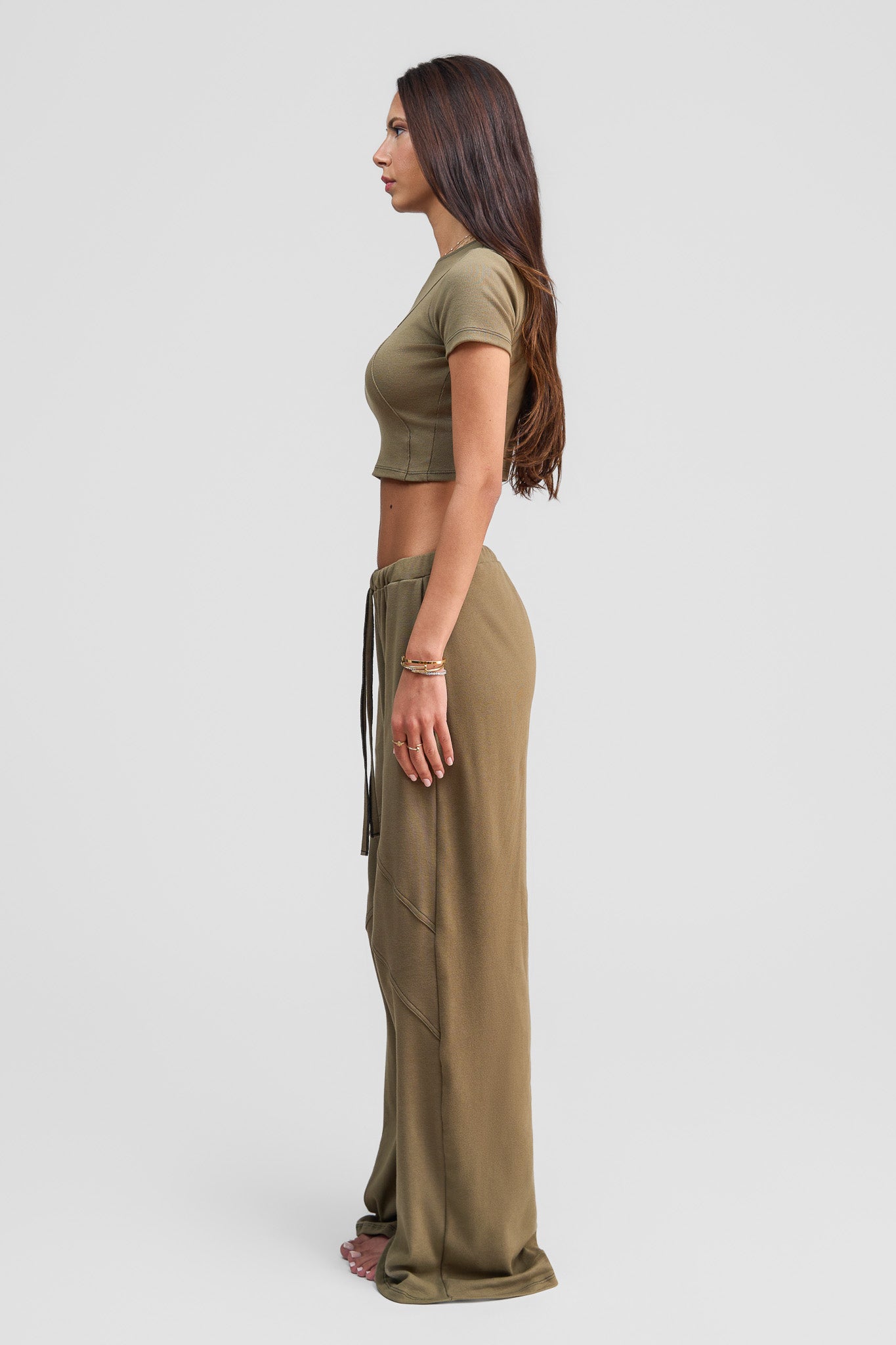 olive organic cotton loose pants
