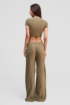 olive organic cotton loose pants