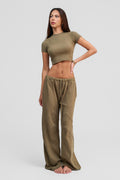 olive organic cotton loose pants