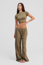 olive organic cotton loose pants