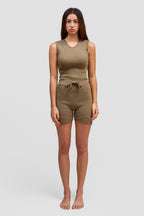 olive organic cotton shorts