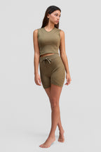 olive organic cotton shorts